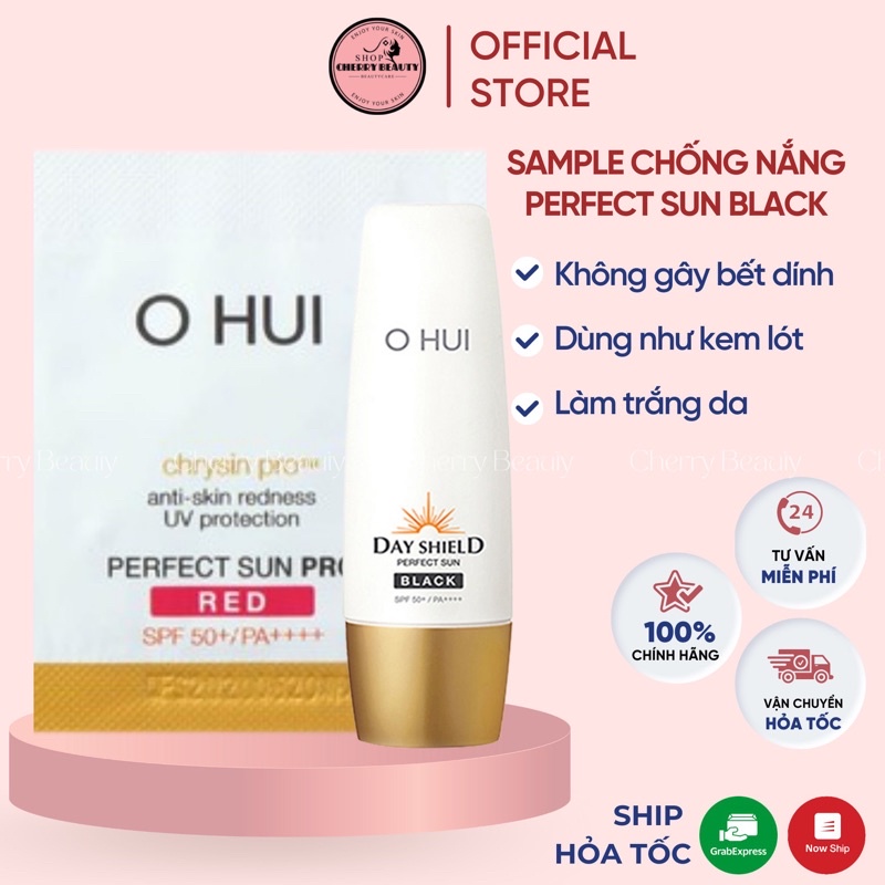 Combo 10 gói chống nắng giảm ửng đỏ perfect sun red ohui date 2024