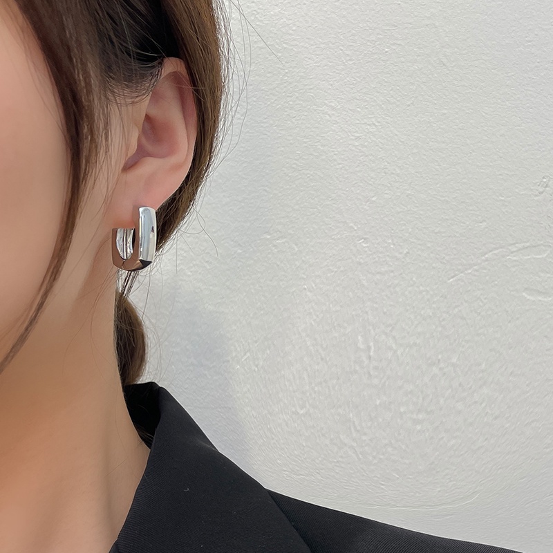 Khuyên Tai Hình Vuông Bằng Kim Loại Đơn Giản Cao Cấp