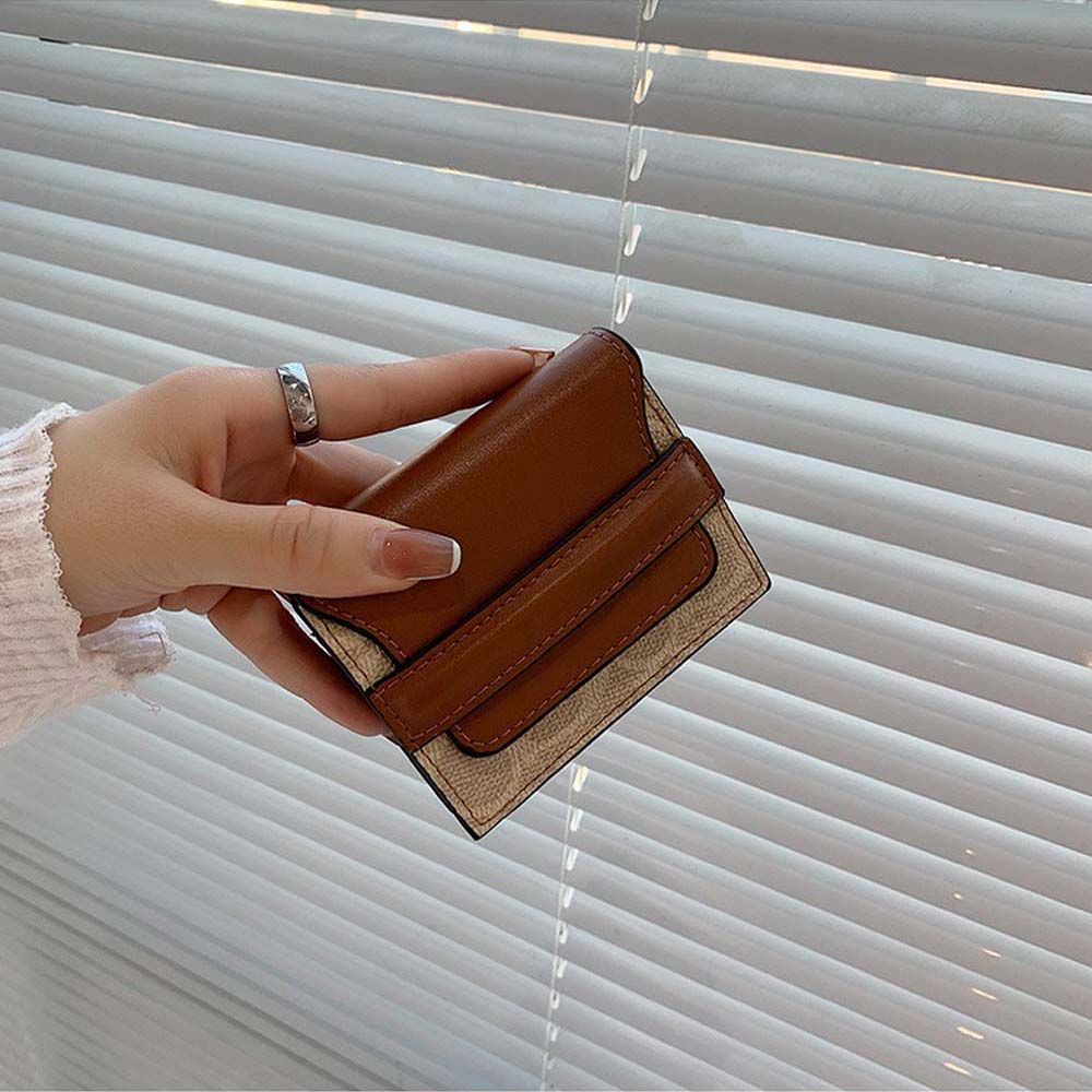 Ví da PU ngắn đựng tiền xu/ thẻ nhiều màu thời trang cho nữ