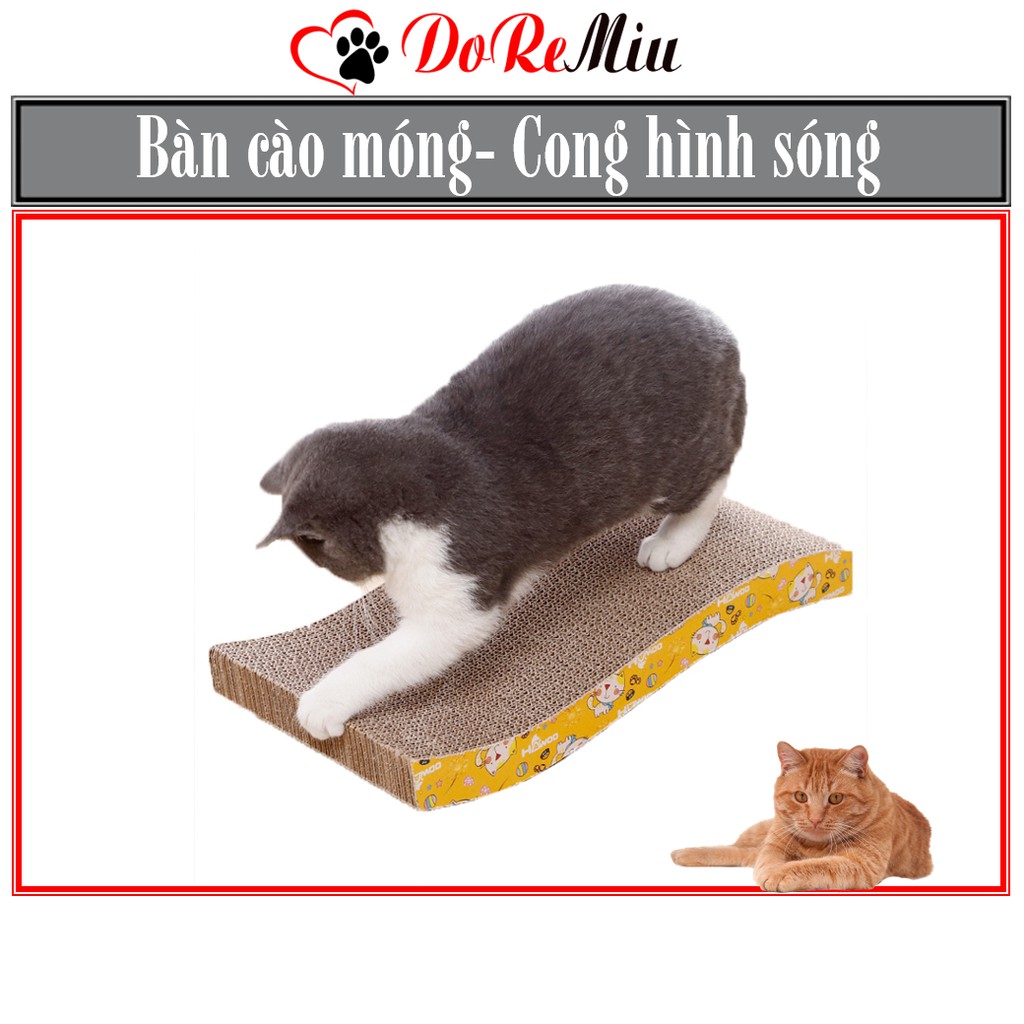 Doremiu- Bàn cào móng cho mèo - Loại cong hình gợn sóng tặng gói catnip