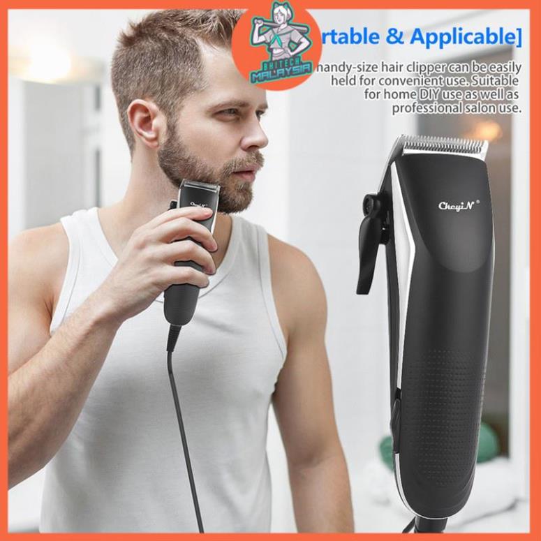 Tông đơ cắt tóc CkeyiN chạy điện dáng chữ R kèm 10 đầu lược phụ kiện cao cấp dành cho nam