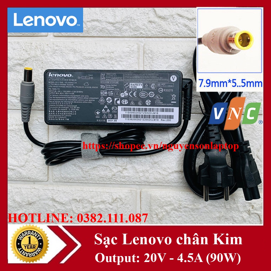 Sạc Laptop Lenovo T400 T410 T420 T430 20V- 4.5A Chân Kim Adapter IBM CHẤT LƯỢNG CAO NEW 100%