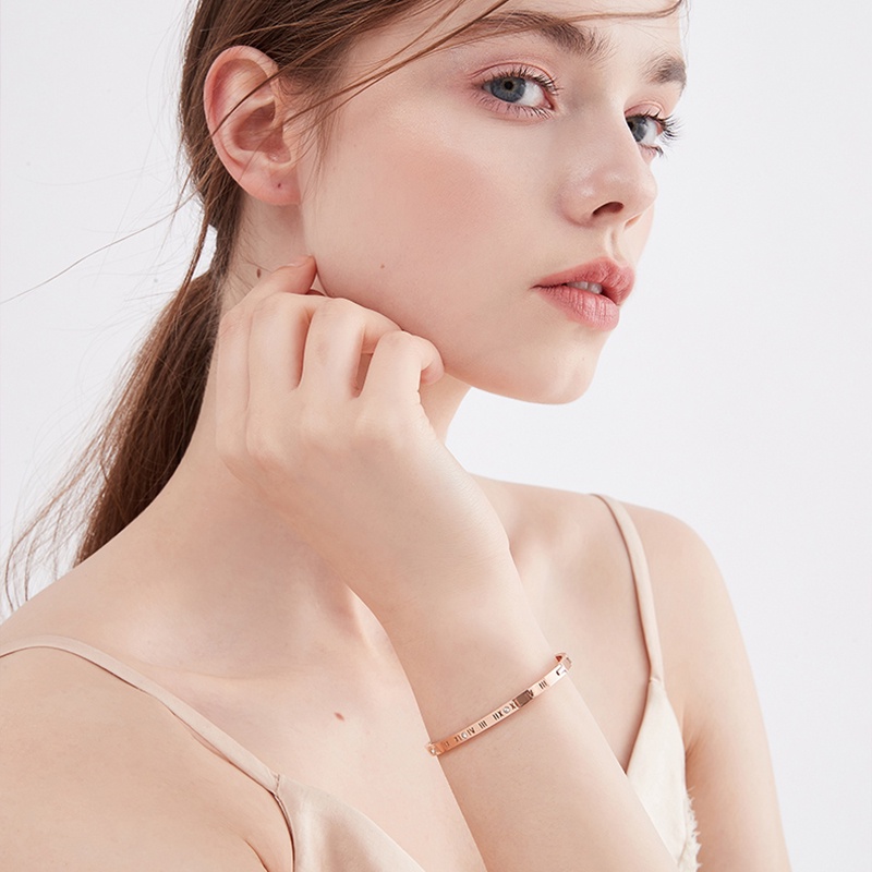 Vòng tay MAYEBE LAVEND từ titan màu vàng hồng khảm đá nhân tạo thời trang dành cho nữ