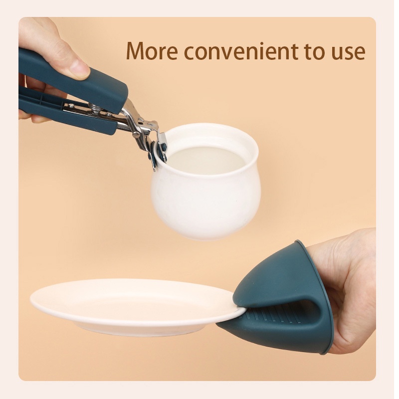 Bộ Dụng Cụ Kẹp Chén Dĩa Chống Nóng Bằng Thép Không Gỉ Và Silicone 5 Trong 1 Tiện Lợi