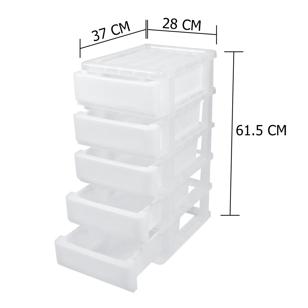 HomeBase SN Tủ nhựa 5 ngăn kéo KNOWLEDGE5 Thái Lan W28xH61.5xD37cm màu trắng