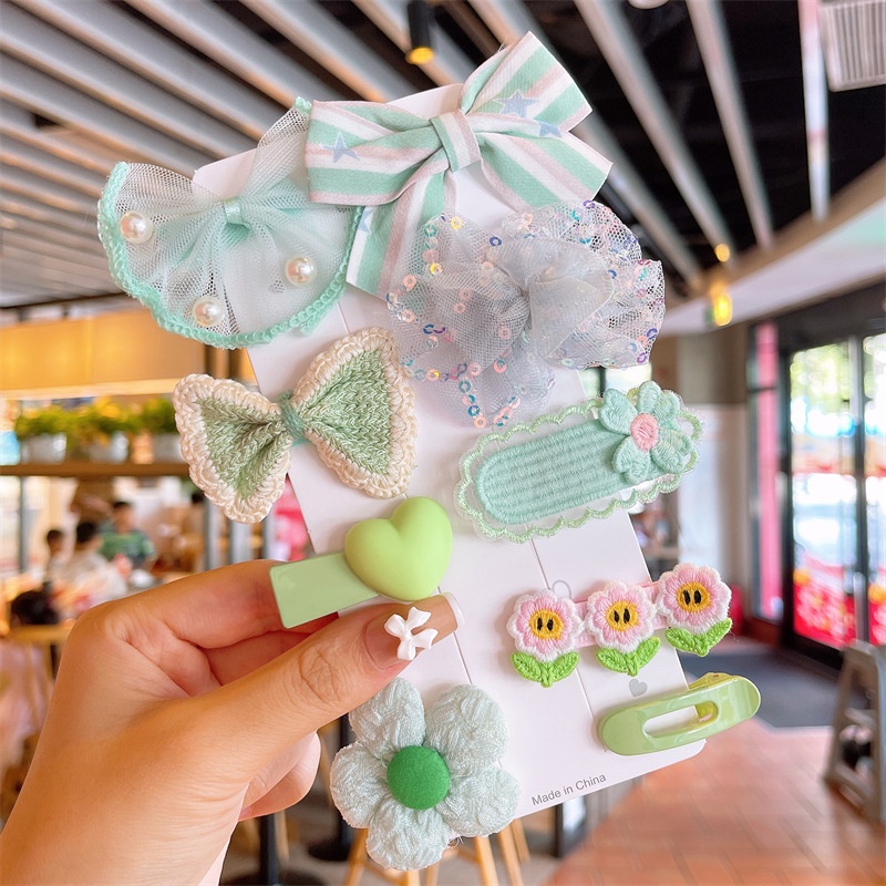 [Set 10] Kẹp tóc vải cao cấp hoạt hình nhiều kiểu xinh xắn công chúa Hàn Quốc cho bé SK3