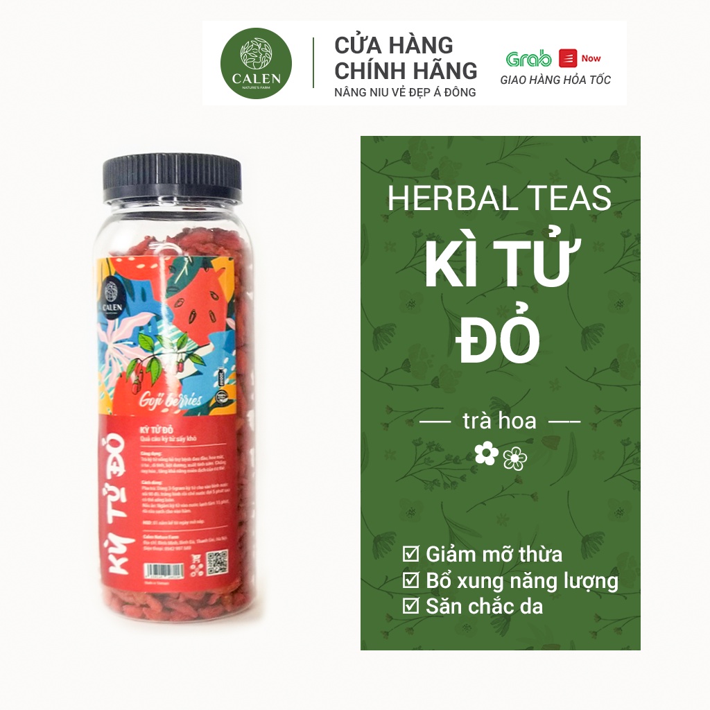 Trà Kỷ Tử Đỏ (Câu Kỉ Tử) Sấy Khô Quả To Đỏ Đều Giúp Đẹp Da, Dễ Ngủ, Sáng Mắt Calen