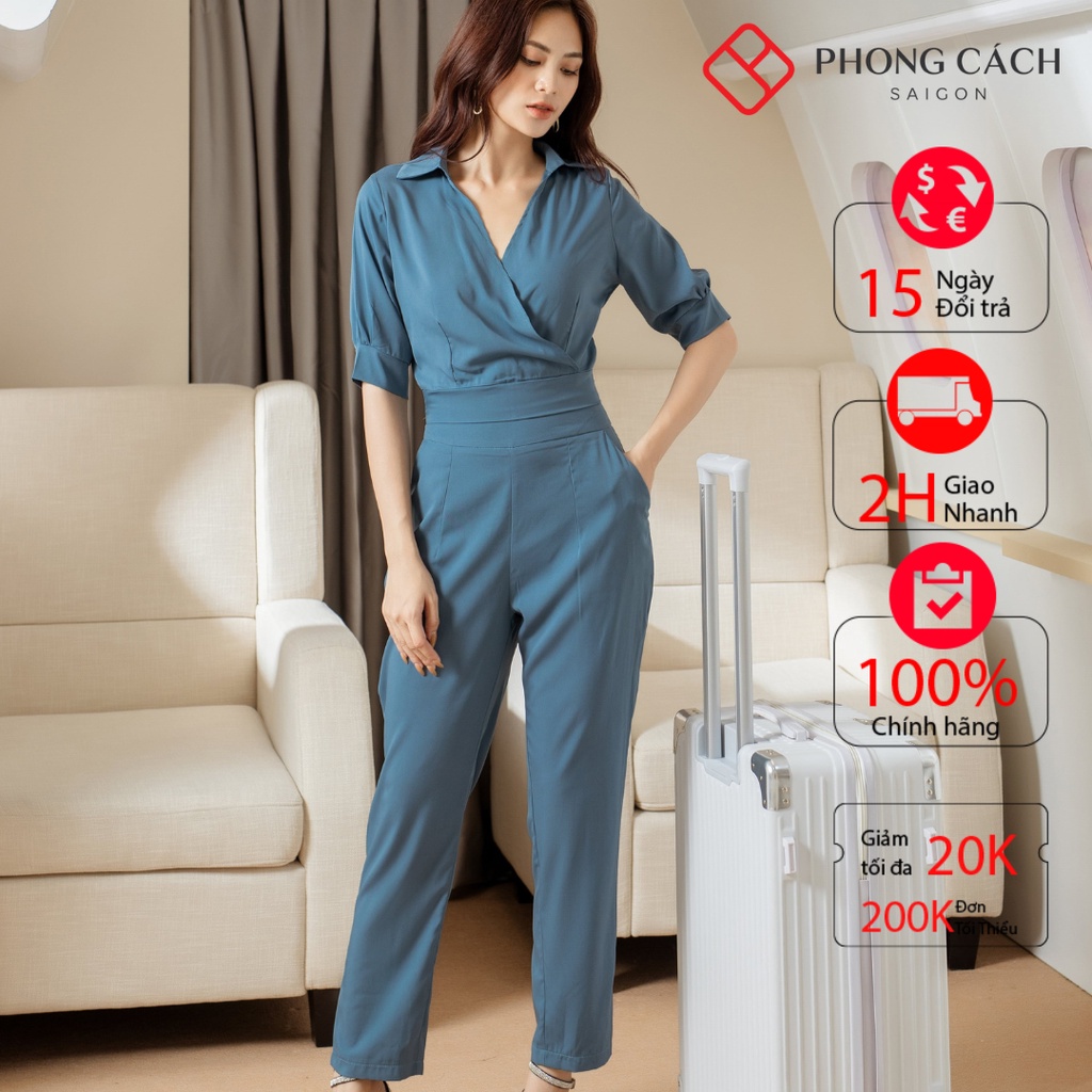 Set bộ áo croptop quần lưng cao SJ1178 Phong Cách SAIGON