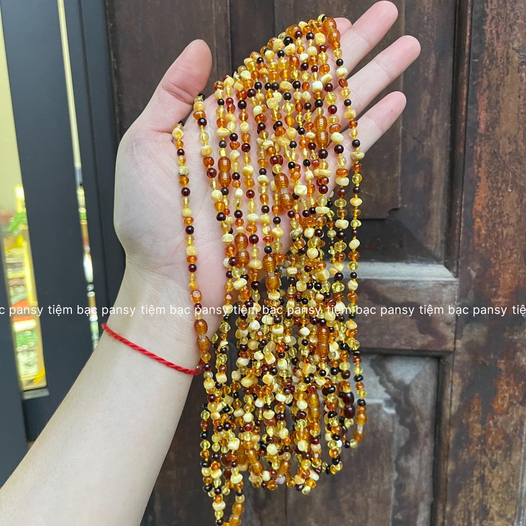 Vòng cổ hổ phách Amber tự nhiên cho bé PANSY - Dây chuyền trẻ em bằng hổ phách thật an toàn