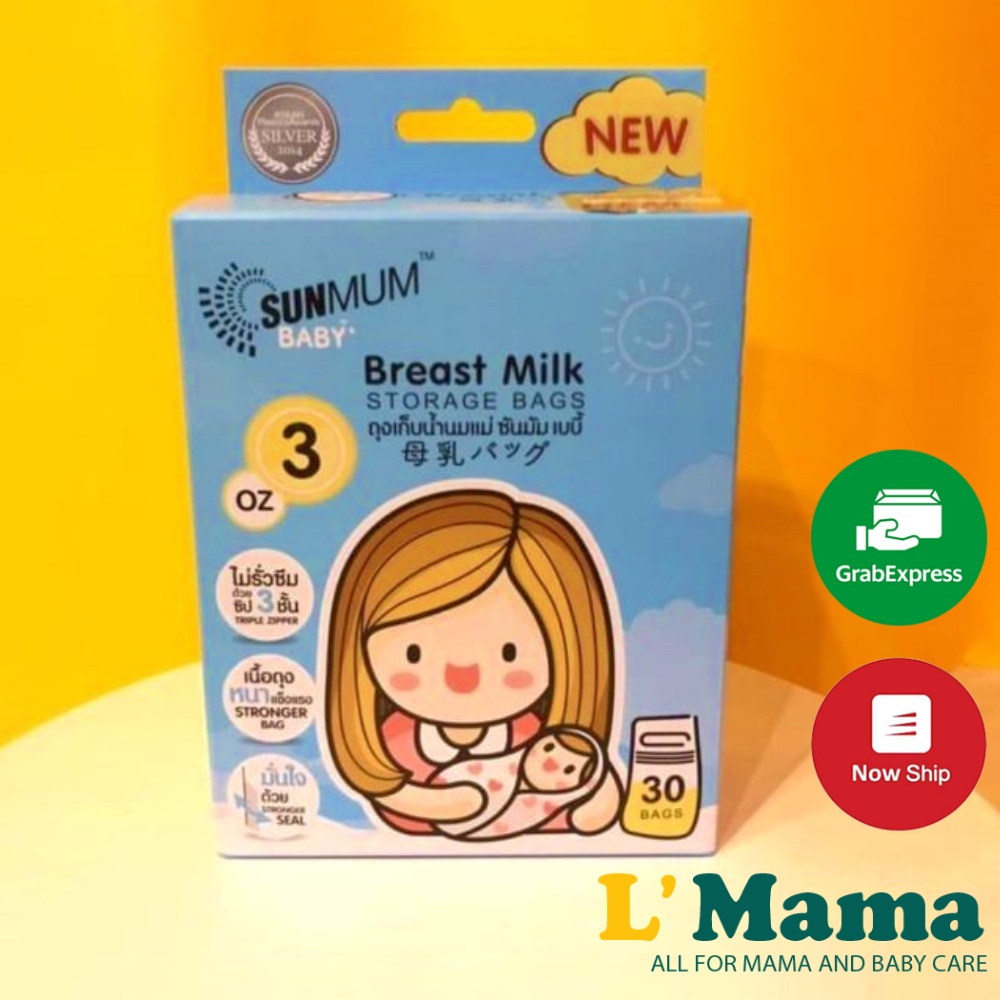 Hộp 30 Túi Trữ Sữa Sunmum Thái Lan Dung Tích 100ml 3 Khóa Zip Chắc Chắn