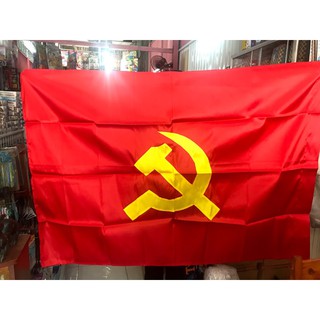 Cờ Đảng, Cờ Búa liềm vải Phi bóng, size 1x1,4met hoặc 1,4x1,8met