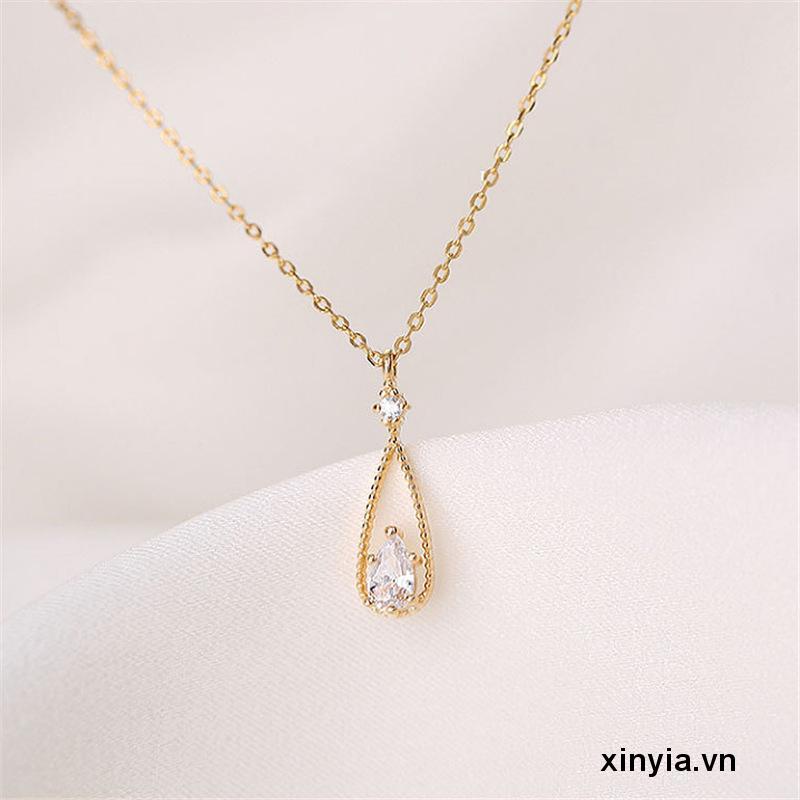 Vòng cổ Mặt Hình Giọt Nước Đính Đá Zircon 14K Phong Cách Retro Magic789