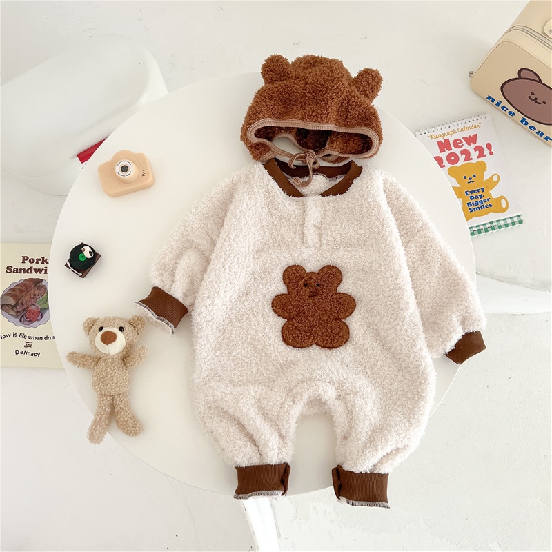 Bộ Áo Liền Quần Bằng Vải Bông Dễ Thương Thời Trang Thu Đông Cho Bé