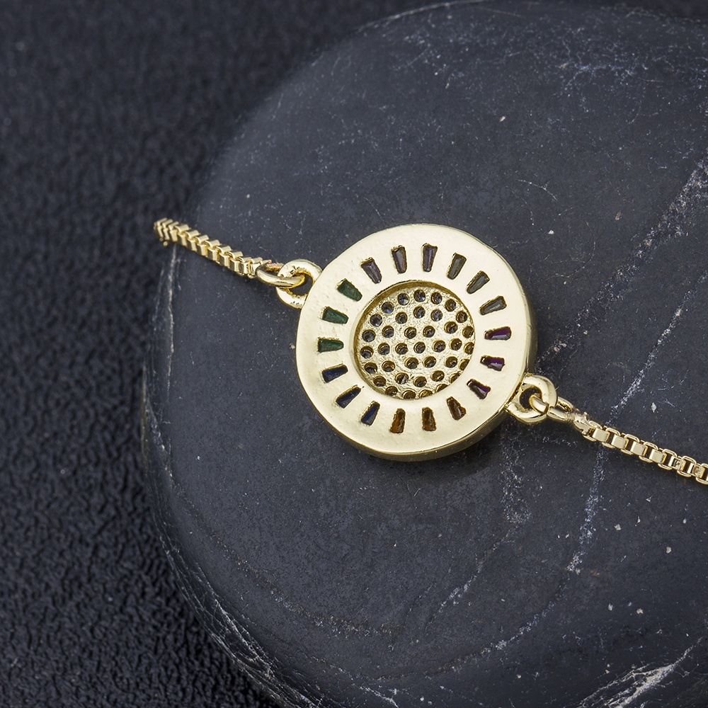 Vòng Tay Chuỗi Tròn Đính Đá Zircon Nhiều Màu Sang Trọng Cho Nữ
