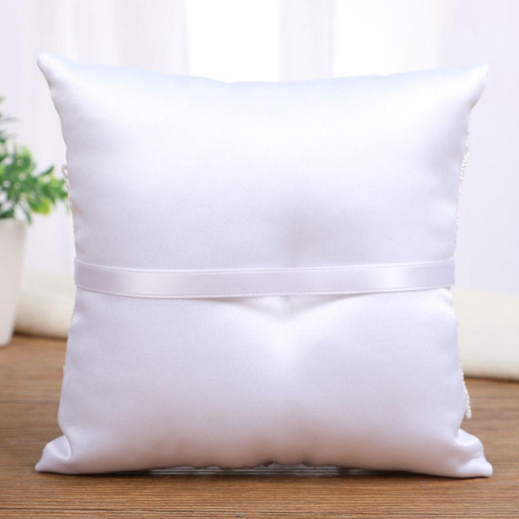 Gối Để Nhẫn Cưới Phối Ren Và Ruy Băng Satin Sáng Tạo 15.9 Inch ​Gối Để Nhẫn Trang Trí Bỏ Túi Tiện Dụng Và Bền