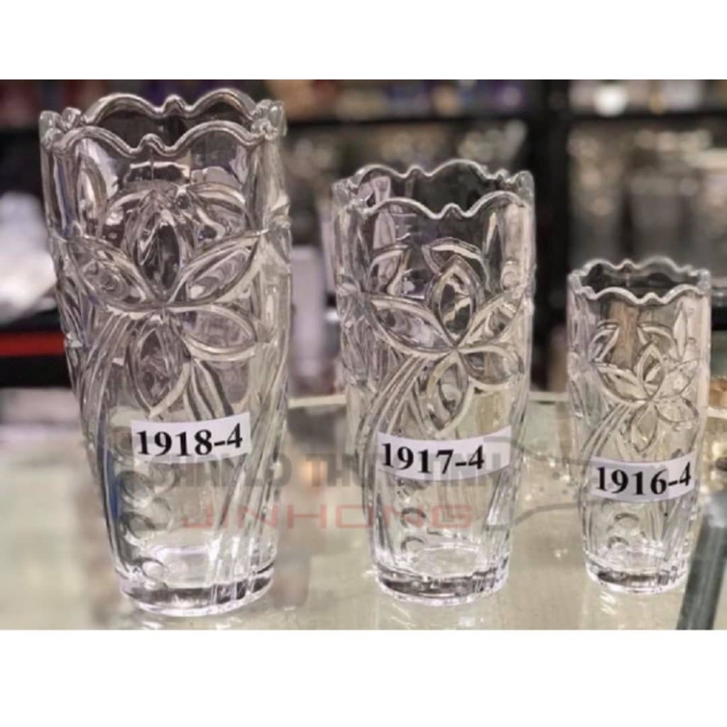 BÌNH HOA THỦY TINH HOA VĂN CAO CẤP 30CM