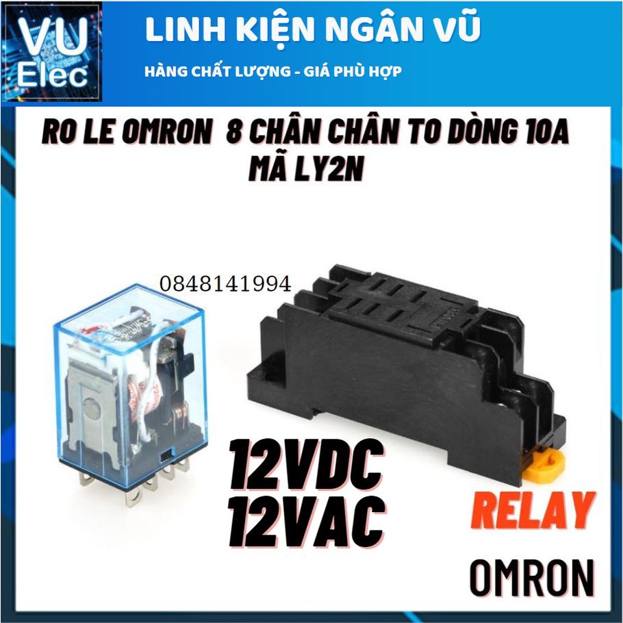 Relay LY2N 12V 8 chân 10A. role trung gian. relay kính 12v10A