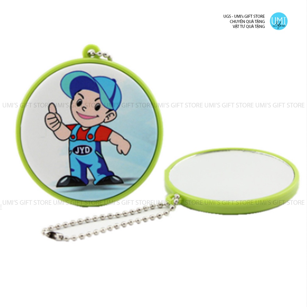 10 phôi móc khóa gương màu Xanh size 5.8cm, đóng bằng máy đóng huy hiệu
