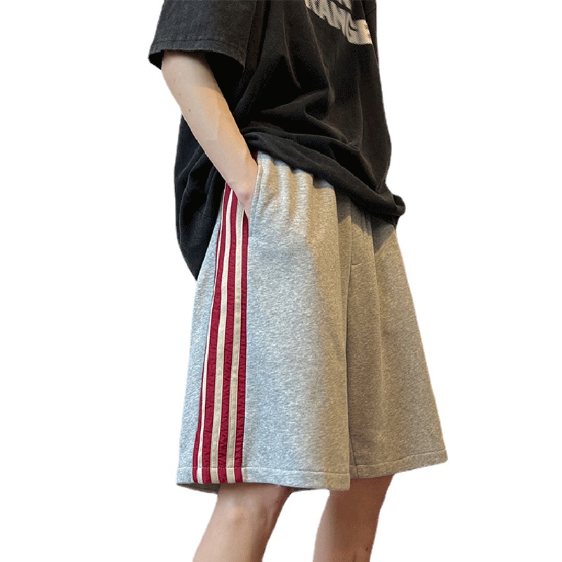 Quần Short Dáng Suông Rộng Viền Sọc Bên Hông Lưng Thun Co Giãn Thoải Mái Có size Lớn M-2XL Dành Cho Nam Giới