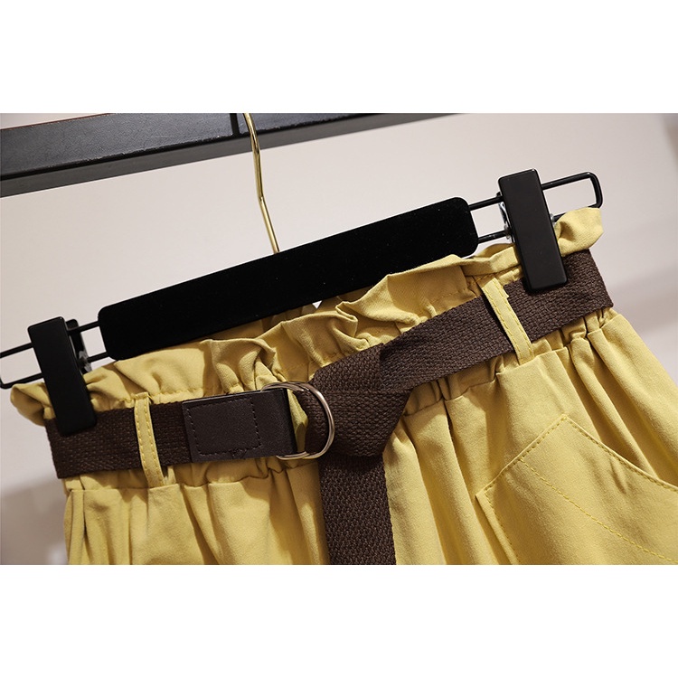 Chân váy midi TODOBLACK cotton lưng cao màu trơn có thắt lưng thời trang xuân hè xinh xắn cho nữ