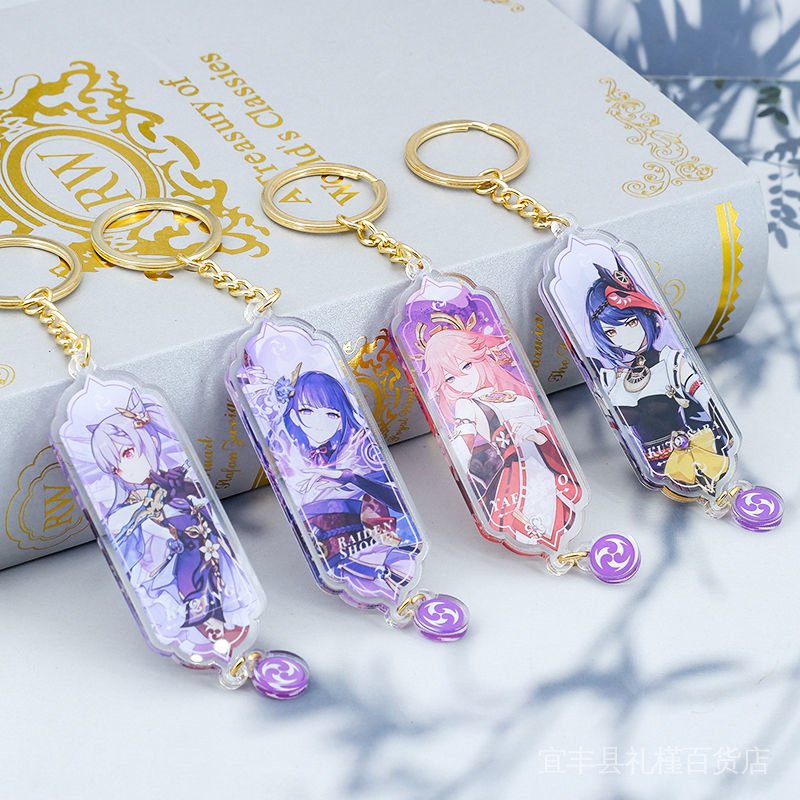 Móc khóa anime genshin impact 2 mặt nhựa mica móc chìa khoá mô hình nhân vật game  RAIDEN SHOGUN YAE MIKO XIAO Zhongli pendant gift CXHH