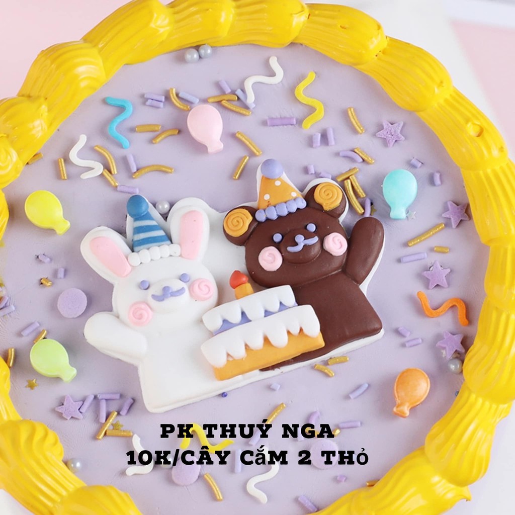 5CÂY CẮM GẤU THỎ NHỰA DẺO TRANG TRÍ BÁNH KEM