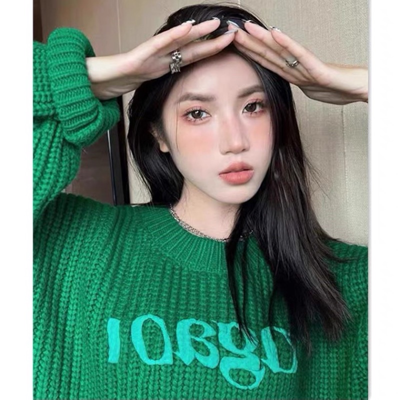 Áo len màu xanh dáng croptop, áo len màu xanh dáng ngắn