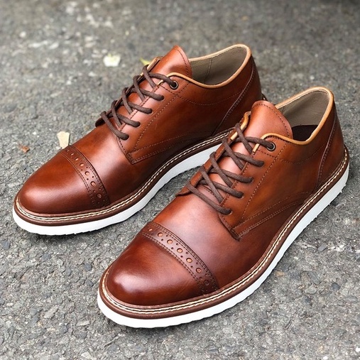 [CAO CẤP] Giày da nam công sở màu nâu COLE HAAN HM mũi tròn Đế bánh mì Phong cách văn phòng đường phố bụi bặm BH 1 năm