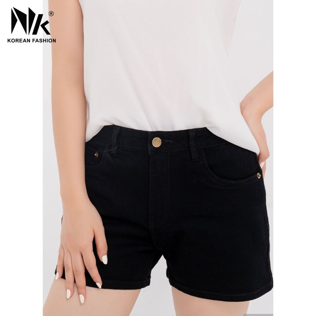 Quần Sooc Thiết Kế Nữ NK FASHION Dáng Basic Cạp Khuy Túi Chéo, Chất Jeans Cao Cấp Chống Nhăn Xù NKFQU2104015