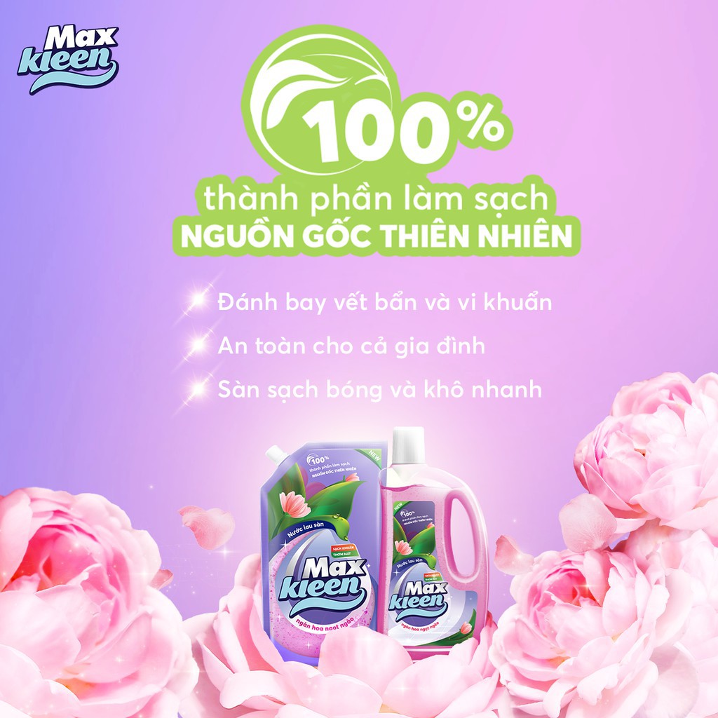 [Mã FMCGWP1 giảm 8% đơn 150K] Combo Chai Nước Lau Sàn MaxKleen 1Kg + Túi Nước Lau Sàn 600g:Ban Mai