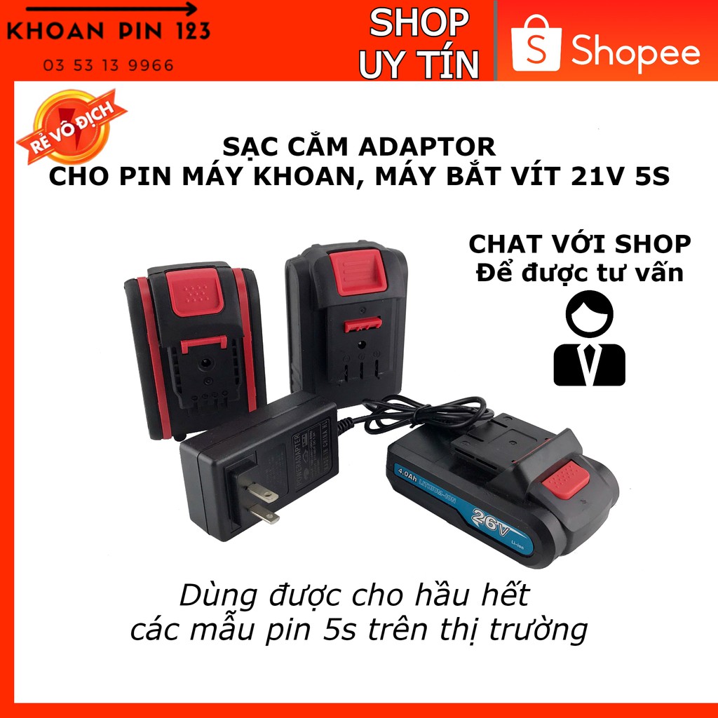 Sạc pin 21v 1A dùng cho máy khoan pin 18v, 21v, 24v, 26v