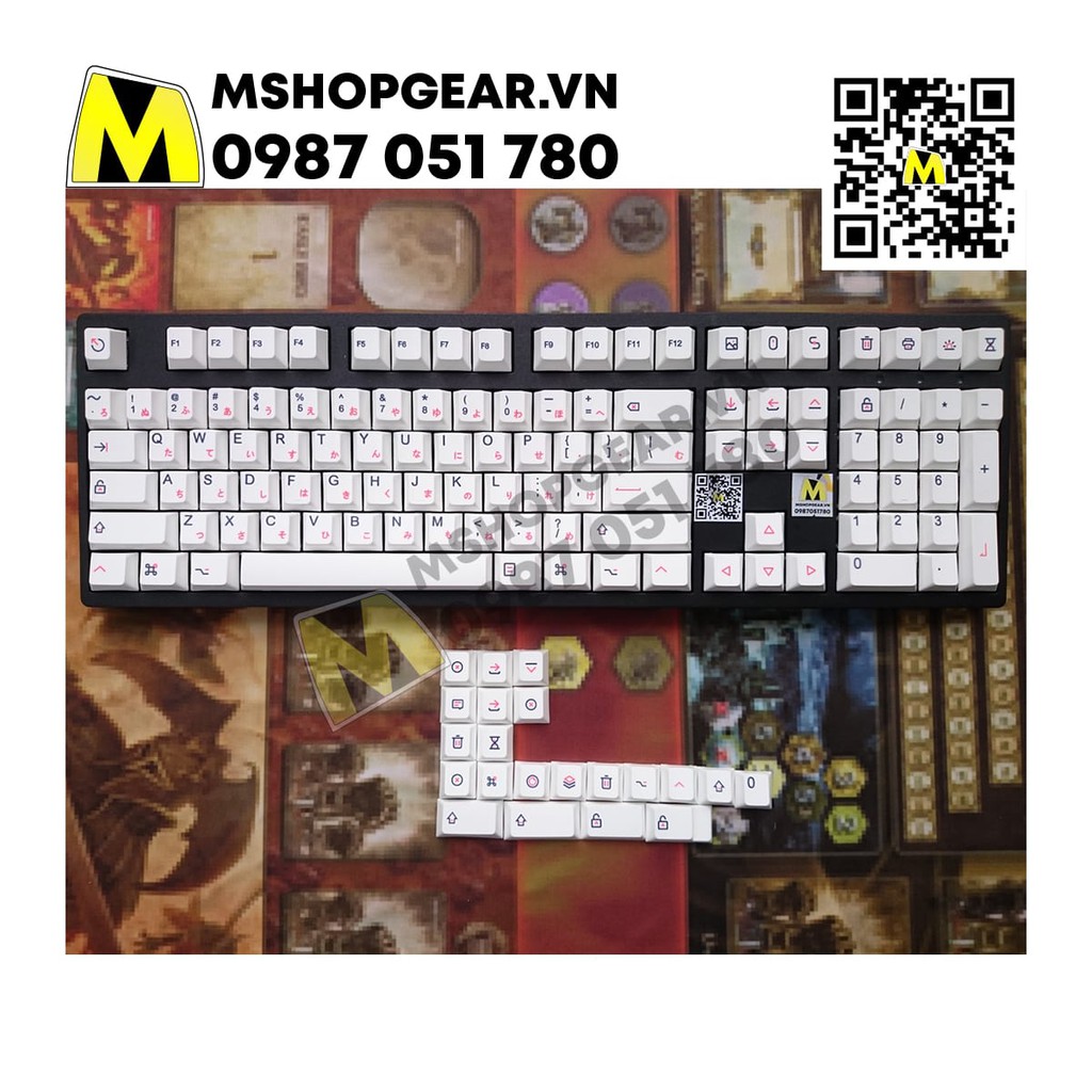 Bộ nút nhựa thay thế bàn phím cơ - Keycap Macos icon mod thick pbt dye-sub cherry profile 129 keys lắp được nhiều layout