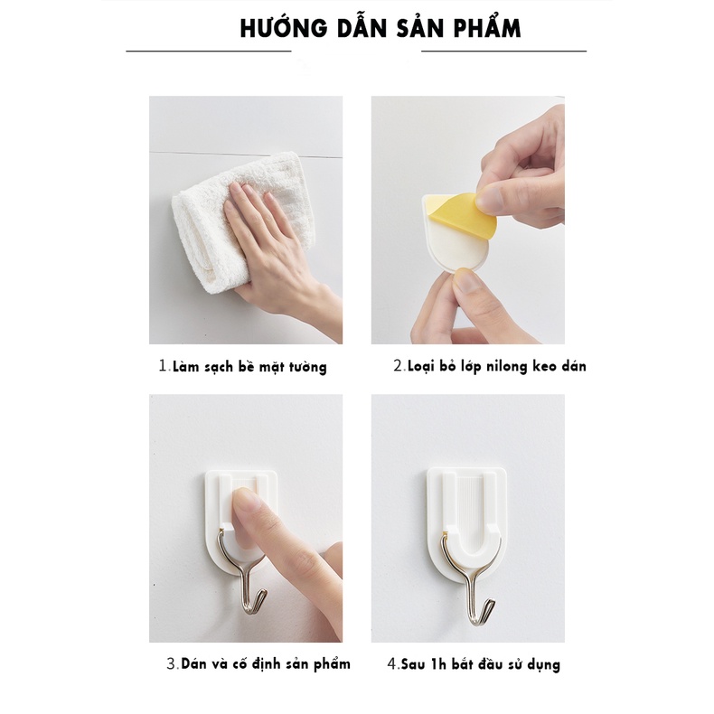 Bộ 3 Móc Treo Đồ Dán Tường - YouQin, Chất Liệu Nhựa, Dán Keo Siêu Chắc, Không Khoan Đục