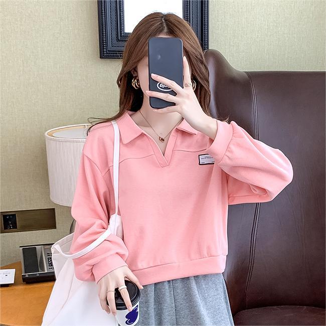 【ZHELIHANGFEI】Áo Dệt Kim Tay Dài Cổ Bẻ Lưng Cao Dáng Rộng Phong Cách Thời Trang Mỹ