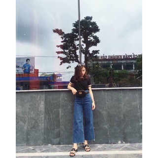 Quần Cullotes jean lưng cao