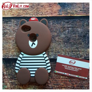 Ốp lưng Oppo F7 silicon gấu Brown nâu - áo trắng OF7181119A2