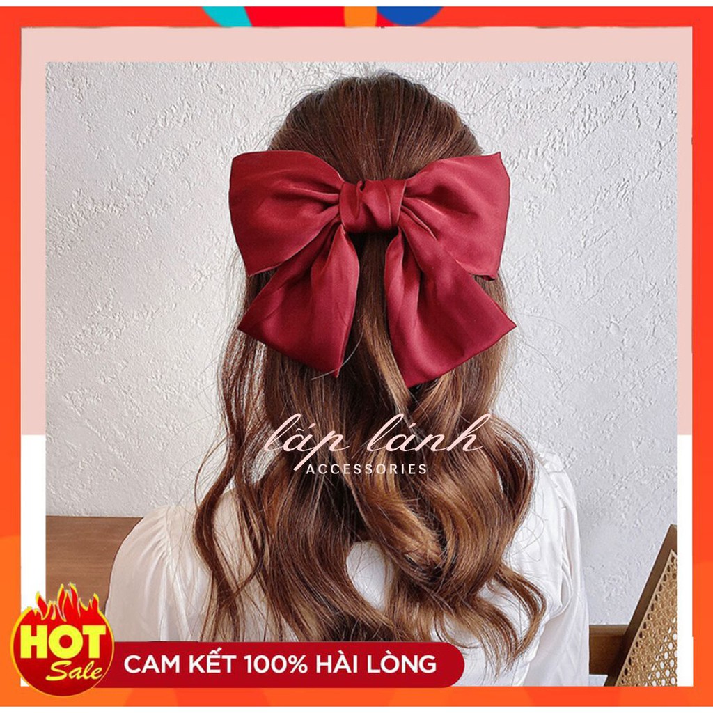 KẸP NƠ JISOO CHẤT SATIN LỤA ĐỦ MÀU PHONG CÁCH HÀN QUỐC THỜI TRANG KNJS03