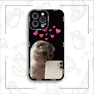 Ốp lưng iphone samsung xiaomi oppo cạnh vuông JM CASE mèo selfie trước gương
