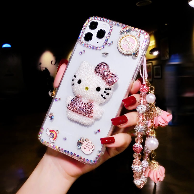 Ốp Điện Thoại Hình Mèo Kitty Đính Đá Cho Iphone 14Promax 12 11 13 XS XR 7 8 Plus Phone Case