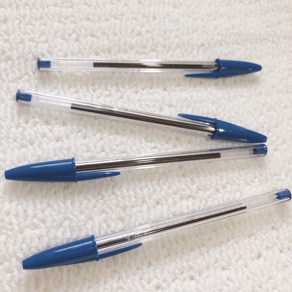 Combo 4 bút bi Bic XANH pen tapping thân trong Cristal