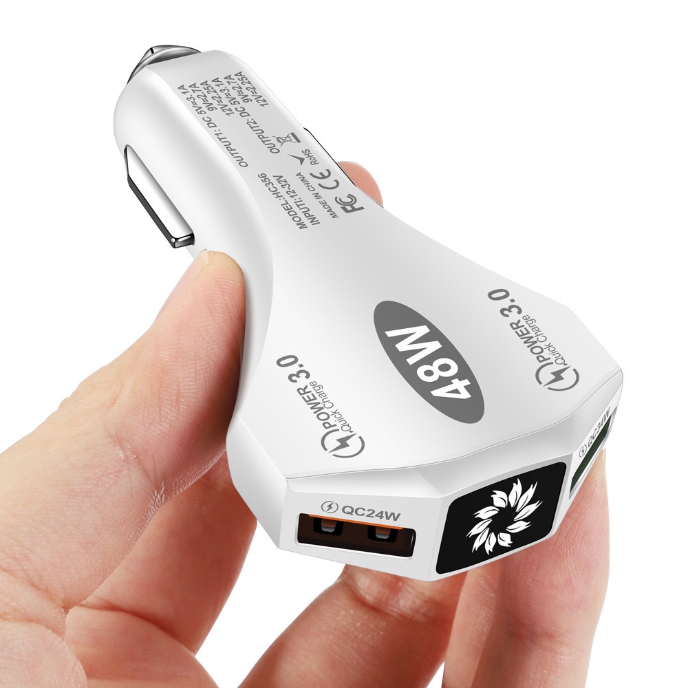 Tẩu Sạc Nhanh 48W QC3.0 2 Cổng Usb Trên Xe Hơi