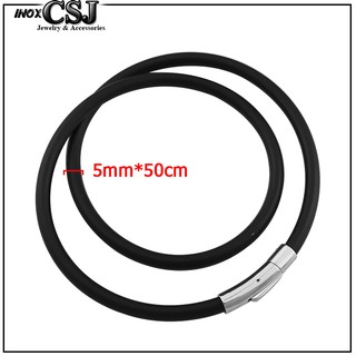 DÂY CHUYỀN CAO SU ĐEN 5LY KHÓA INOX VIP