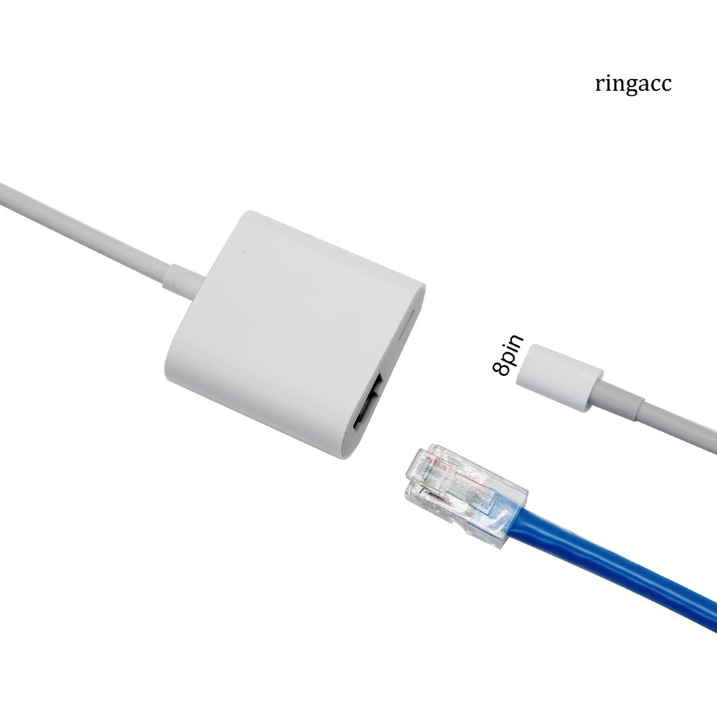 Bộ Chuyển Đổi Ethernet 8pin Sang Rj45 Bằng Abs Siêu Bền Di Động Tiện Dụng Cho Điện Thoại Apple
