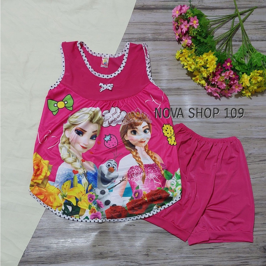 Bộ đồ thun lạnh hình công chúa Elsa và Anna cho bé gái từ14-24kg và 25-35kg, thời trang trẻ em NOVA SHOP