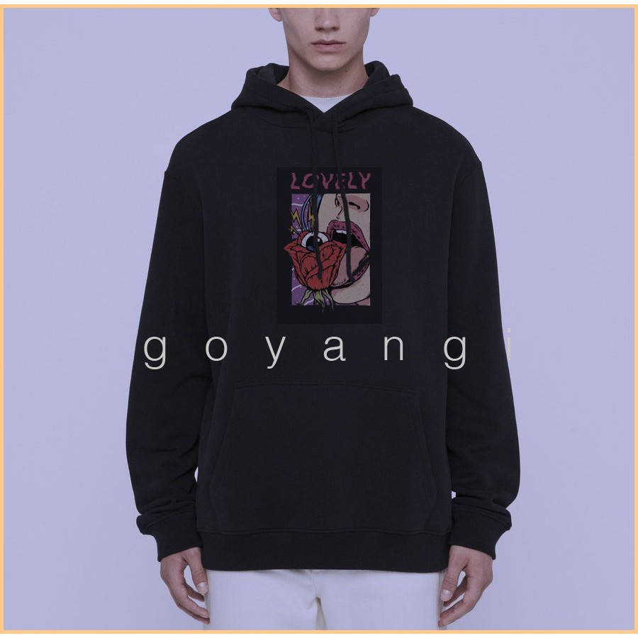 Áo chất  Áo Hoodie Lick My Rose form rộng phong cách Hàn Quốc