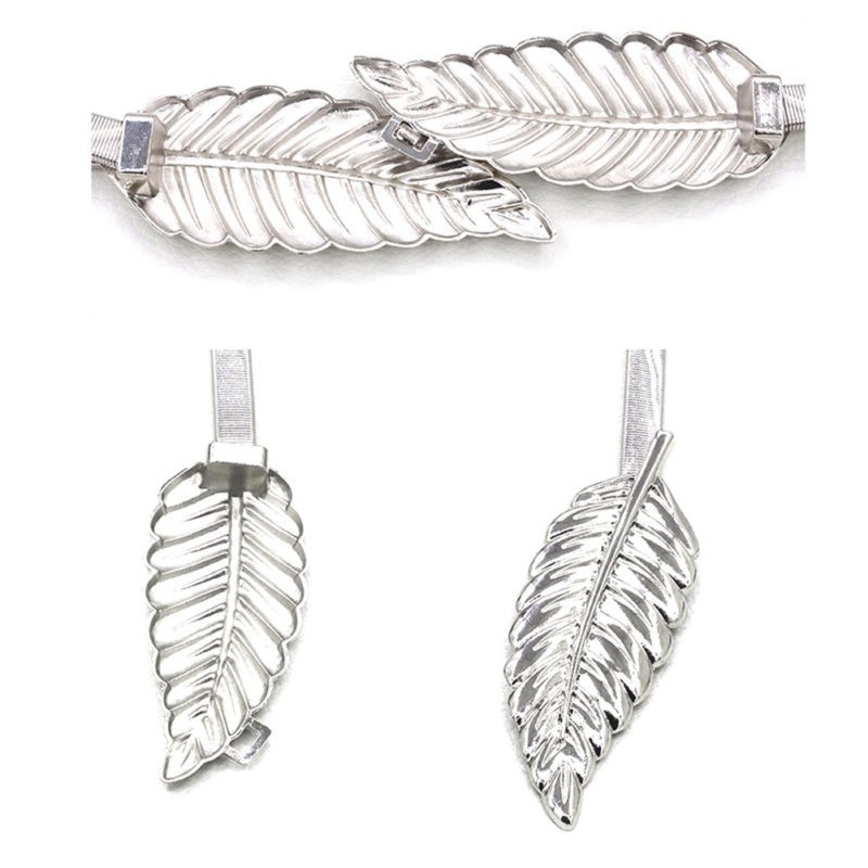 Set 2 Thắt Lưng Hình Lá Kim Loại Mạ Vàng / Bạc Cho Nữ
