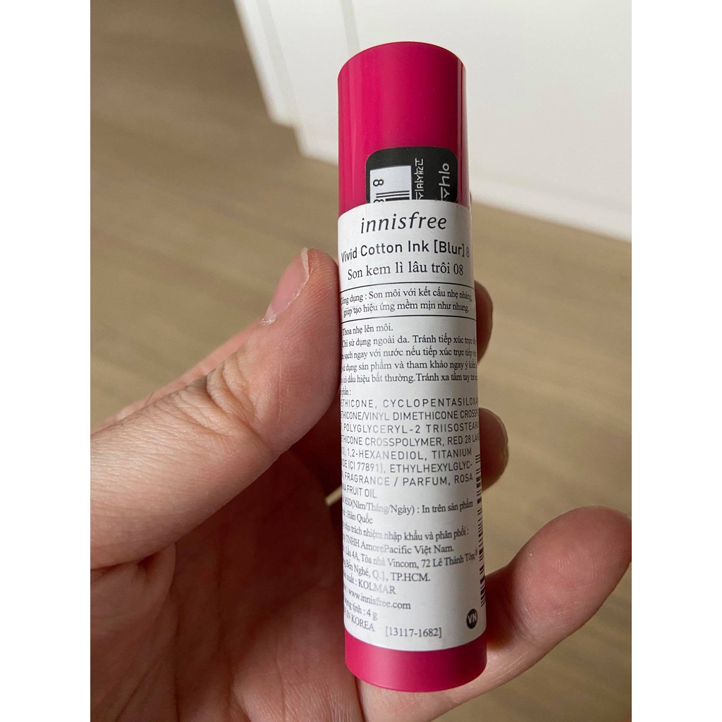 NEW 100% Son kem lì innisfree Vivid Cotton Ink Blur #8