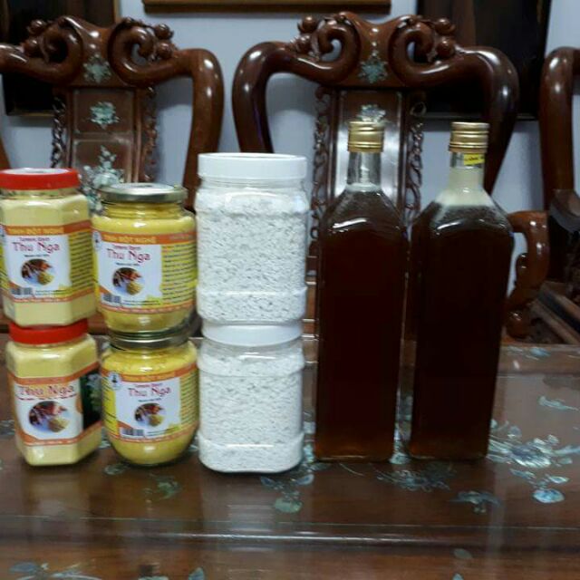 Sữa ong chúa - mật ong nguyên chất - bột sắn dây nguyên chất - tinh bột nghệ và bột nghệ