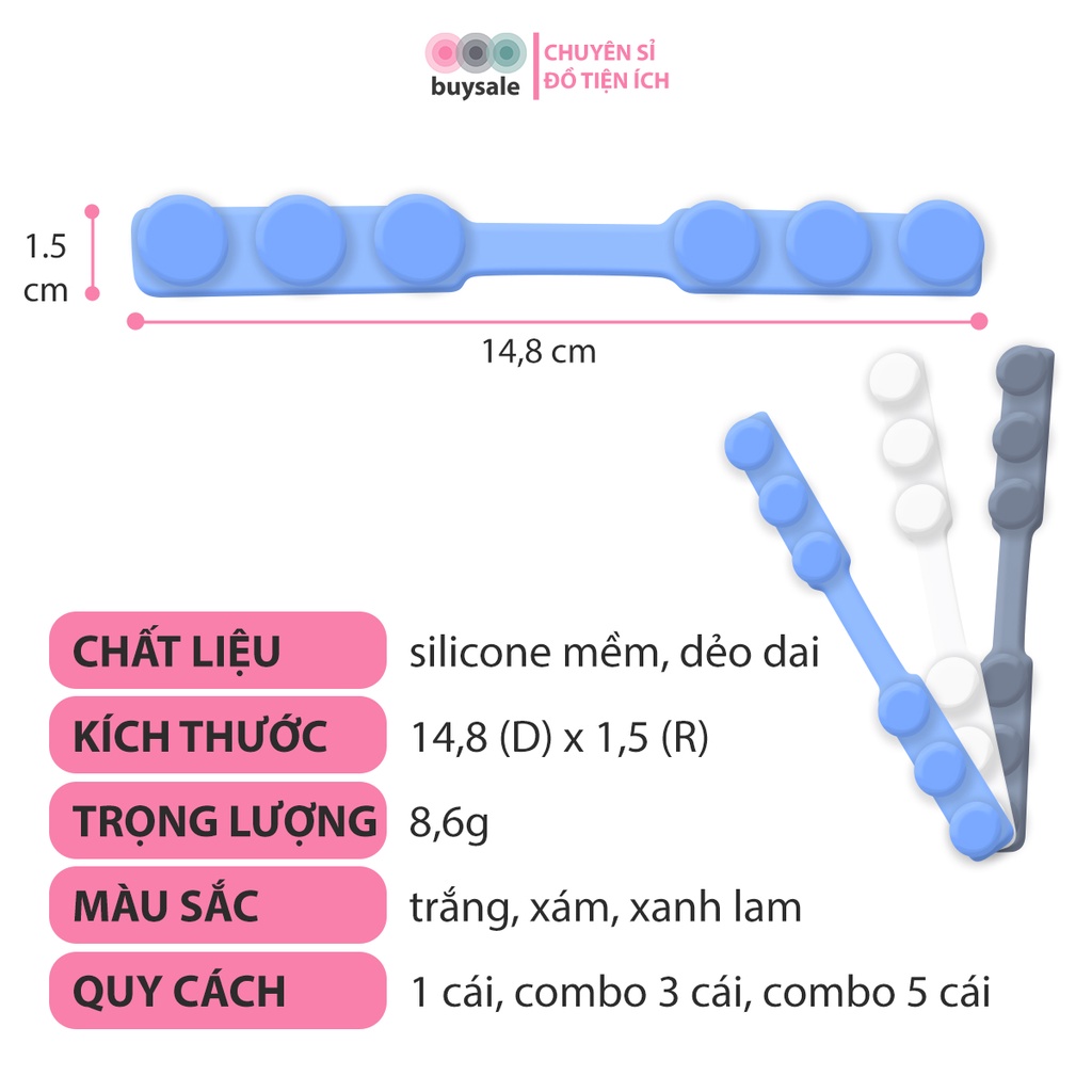 Dây đeo khẩu trang chống tuột kính, chống đau vành tai loại nút tròn có 6 nút điều chỉnh - Buysales - BSPK201