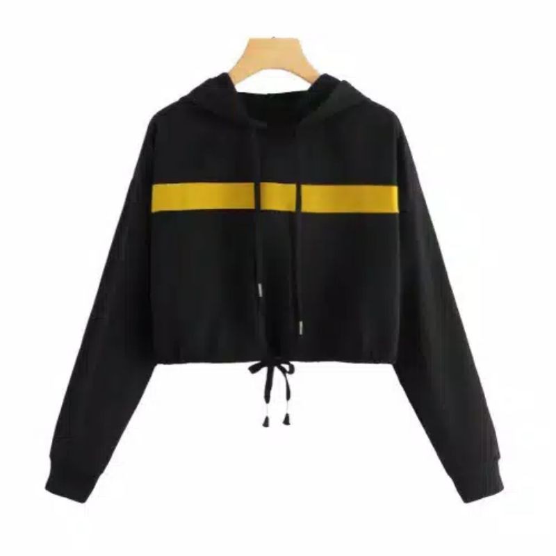 Áo Hoodie Lửng Họa Tiết Sọc Ngang Thời Trang Cho Nữ